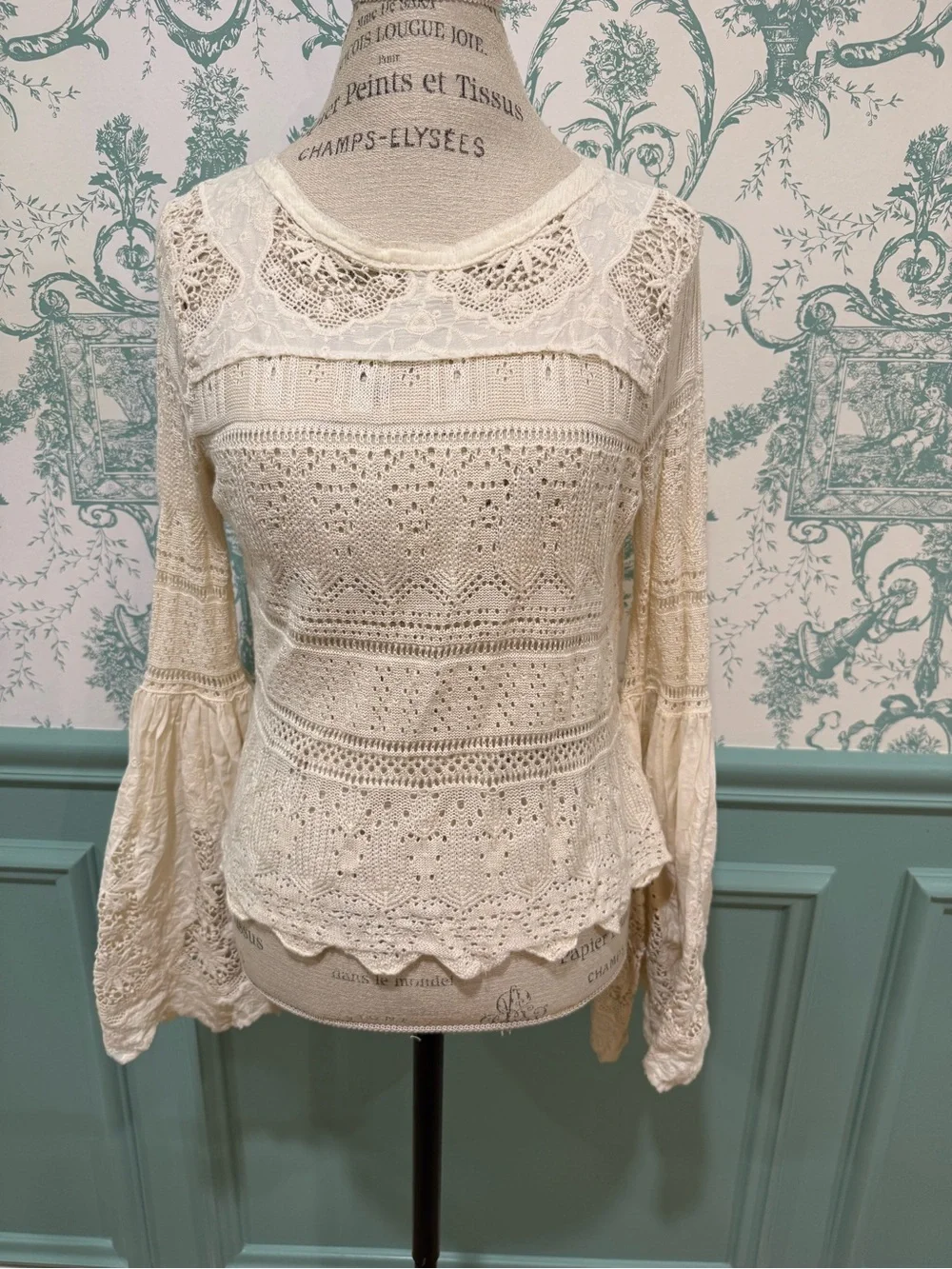 Free People “Once Upon a Time” Knit Bell Sleeve Top